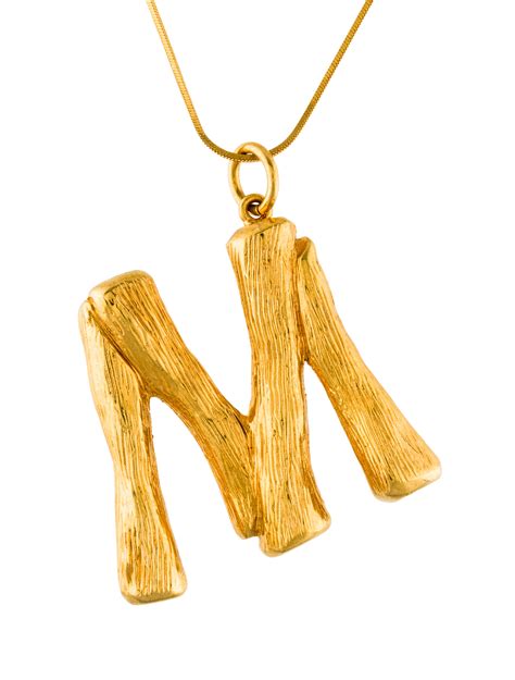 Celine Céline Alphabet M Pendant Necklace 